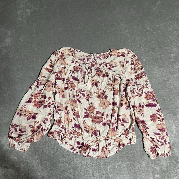 American Eagle Floral Top Womens XL Gauzy Puff Sleeve Fairy Boho Cottagecore - Picture 1 of 7